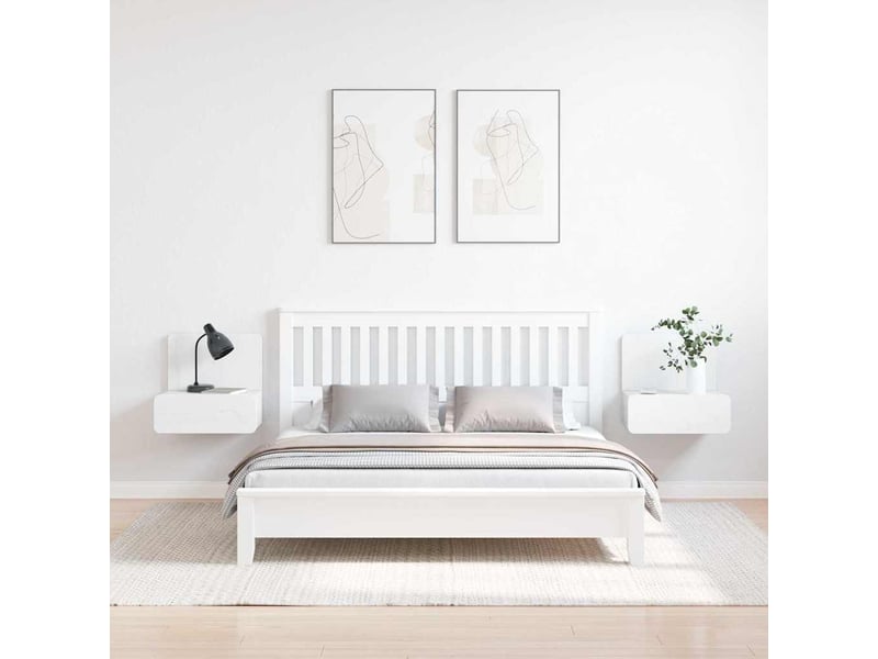  Table de chevet - cabinet de chevet - table de nuit 2 pc blanc 44 x 32,5 x 40 cm bois massif en pin  - Conforama C