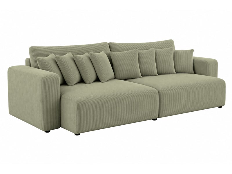 Suzie - canapé droit convertible petit velours côtelé 4 places vert - Conforama A