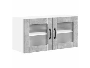Meuble mural de cuisine, cabinet en verre mural gris béton 80x31x40cm shl1006