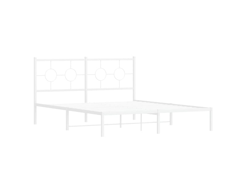  Lit double- lit adulte -  cadre de lit métal sans matelas et tête de lit blanc 160x200 cm  - Conforama B