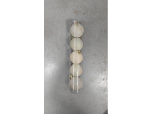 Lot de 5 boules de noël en plastique écru d. 50 mm
