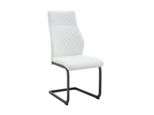 Lot de 2 chaises de salle à manger 43x63x100 cm, chaise cuisine avec dossier haut motif losange, blanc et noir, pu+métal