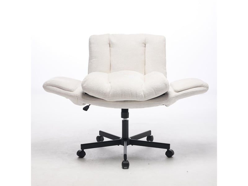  Chaise de bureau pivotante et réglable en chenille beige 57.5 x 60 x 92.5 cm DE5028BG - Conforama B