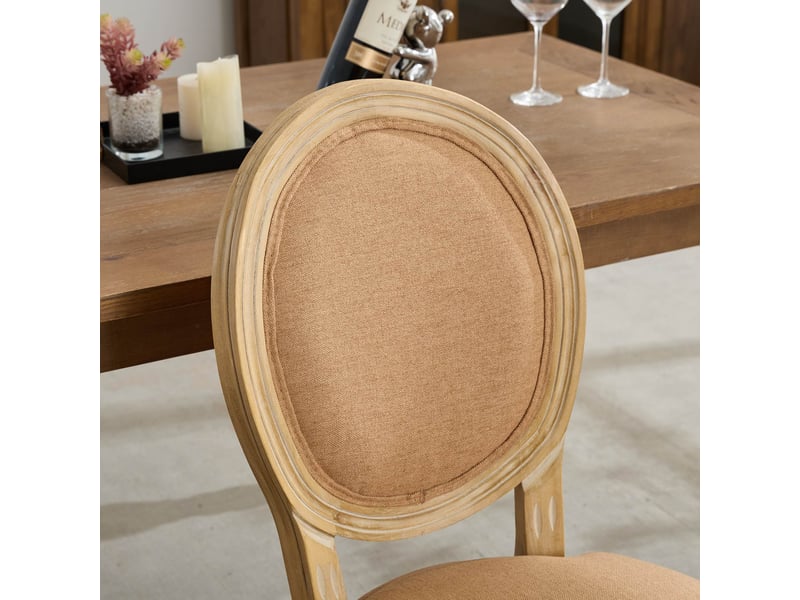  Lot de 2 chaises de salle à manger en lin tan, pieds en bois massif W3223P520422 - Conforama D