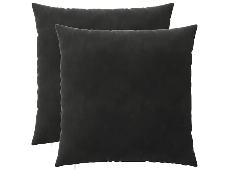 Lot de 2 coussins avec oreiller, coussins décoratifs heerlen noir velours cf50546 - Conforama A