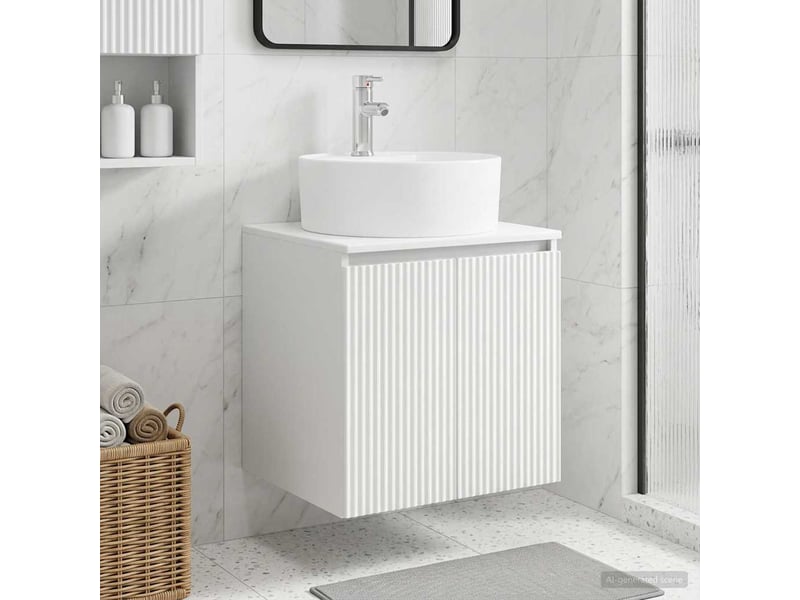  Vanité de lavabo mural, meuble de rangement blanc 49.5x44.5x65 cm shl7632  - Conforama B
