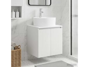 Vanité de lavabo mural, meuble de rangement blanc 49.5x44.5x65 cm shl7632