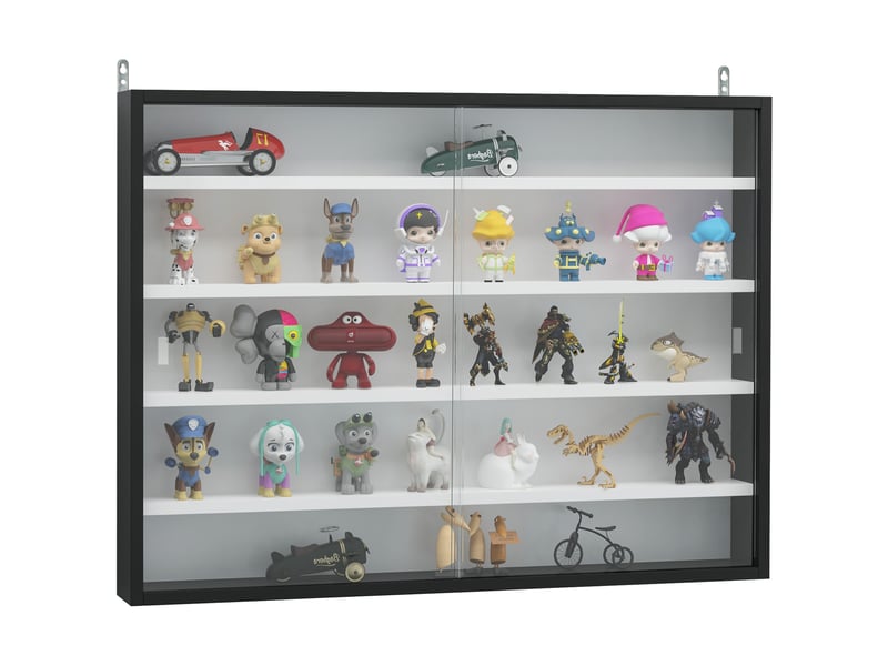  Vitrine murale 2 portes coulissantes verre, étagères réglables, noirblanc, 80×9,5×60 cm  - Conforama B