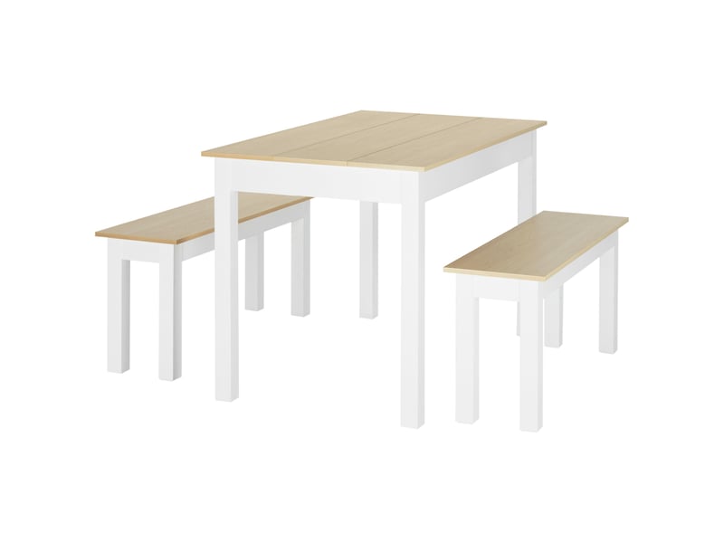  Ensemble table à manger 3 pièces avec 2 bancs encastrables pour 4-6 personnes style contemporain panneaux de particules  - Conforama B