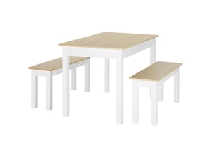 Ensemble table à manger 3 pièces avec 2 bancs encastrables pour 4-6 personnes style contemporain panneaux de particules