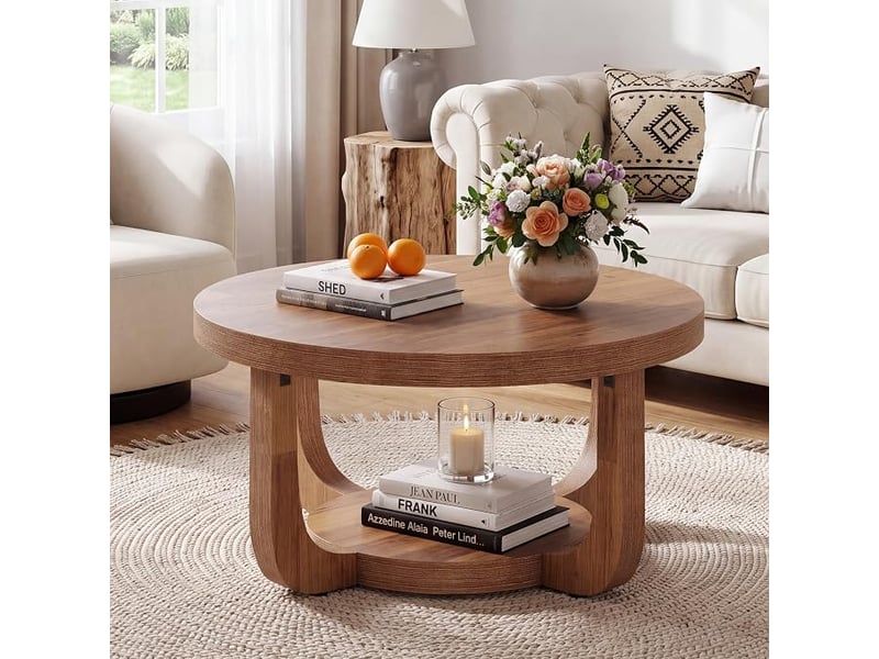  Table basse pour salon, bureau ou espace d'accueil – table ronde en panneaux de particules de haute qualité, 80 x 80 x 45 cm  - Conforama B
