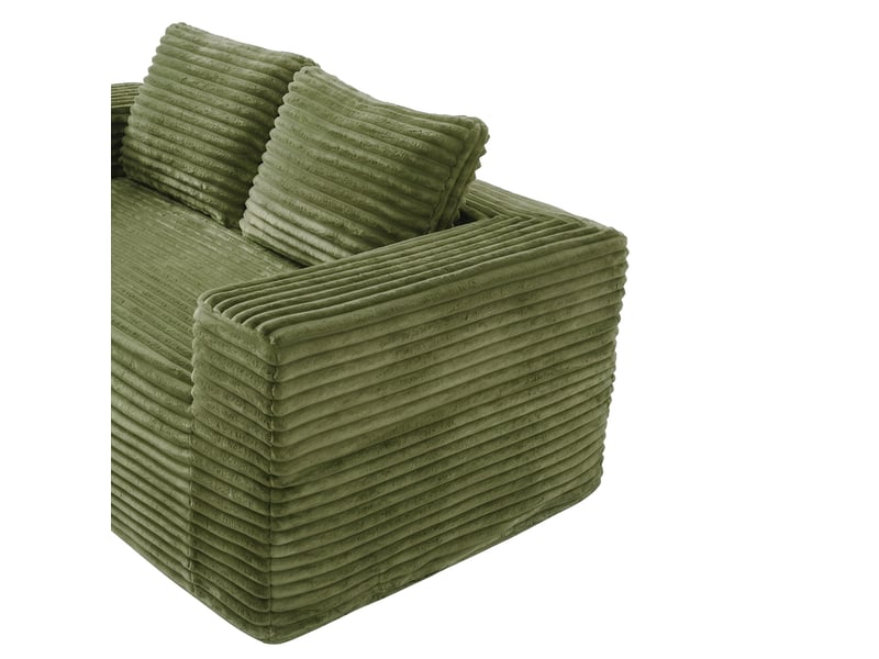  Canapé 2 places 160x88x58 cm sans pieds, assise profonde, tissu côtelé vert, sans montage, pour petits espaces  - Conforama E