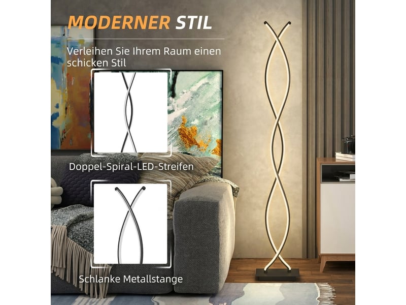  Lampadaire led dimmable 144 cm avec interrupteur au pied, noir  - Conforama D