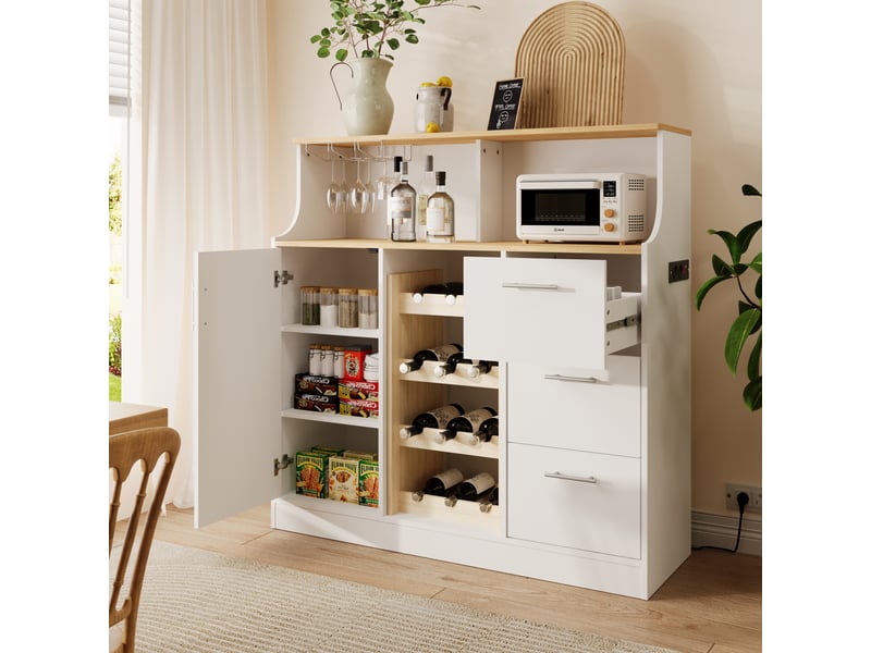  Buffet bar avec led - porte-verres, rangement vin, prises - cuisinerestaurant  - Conforama E