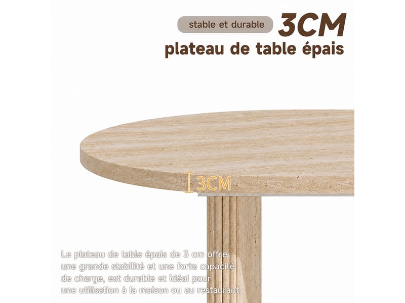 Table à manger extensible de 140 à 200 cm, aspect travertin, pour 6 à 8 personnes  - Conforama D