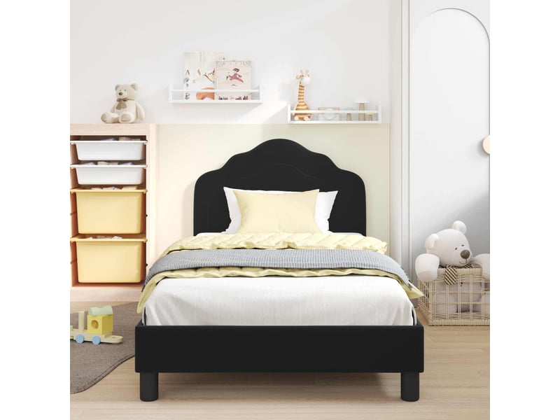  Cadre de lit pour enfants - lit jeune avec tête de lit noir 80 x 200 cm  - Conforama C