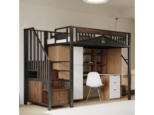 Lit mezzanine 90x200 cm <strong>MERAX</strong>  <strong>lit enfant noir</strong> coloris noir