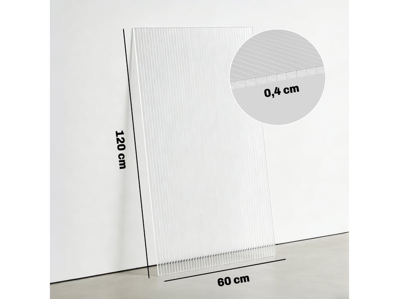  10 plaques alvéolaires en polycarbonate 4 mm, uv resistant, panneau alvéolaire double de serre, 120x60 cm, transparent  - Conforama E