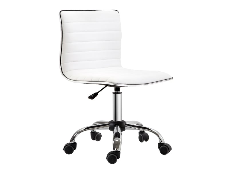  Chaise de bureau,48x52x78-90 cm,sans accoudoirs réglable,similicuir,blanc  - Conforama A