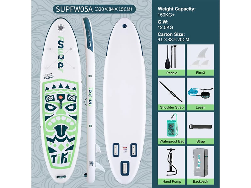 Planche de SUP Funwater SUPFW05A - 320x83x15cm 180kg - Conforama D