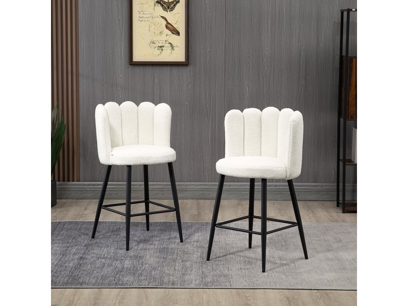  Ensemble de 2 tabourets de cuisine en polyester, acier et mousse avec repose-pieds réglable, 52 x 53 x 93 cm  - Conforama D