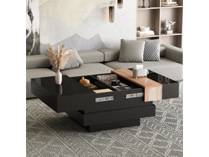 Table basse rectangulaire coloris noir - 70 cmx70 cm