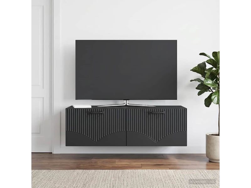  Meuble tv - banc tv - meuble de rangement mural noir 98 x 41 x 30 cm bois d'ingénierie  - Conforama B