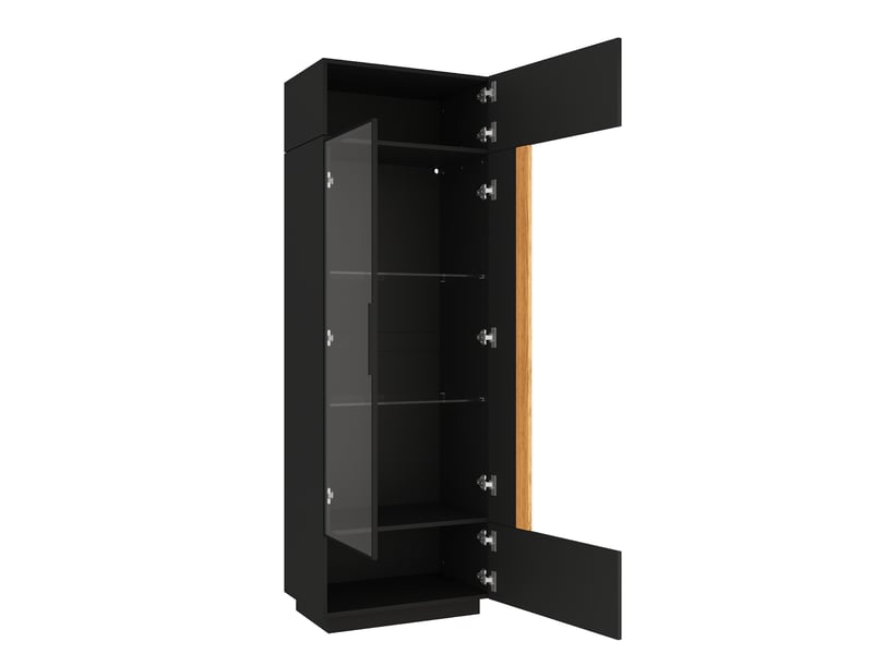  Vitrine haute 60 x 40 x 180 cm pour salon, porte vitrée, rangement fermé, éclairage led ,noir ABC - Conforama D