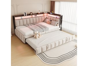 Lit banquette 90x200 cm <strong></strong>  <strong>evarich</strong> coloris beige