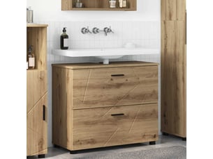Cabinet de salle de bain, armoire salle de bain chêne artisanal 76,5 x 35 x 64 cm cf65297