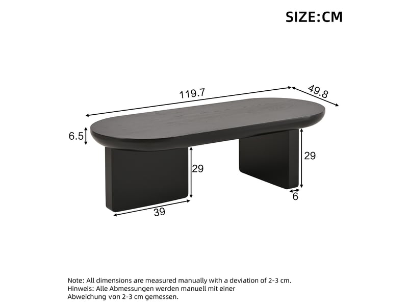 Table basse ovale noire en mdf, design minimaliste, 119,7 x 49,8 cm IKSETERA TRADING LTD - Conforama C