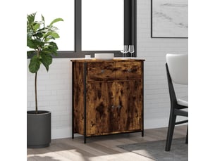 Buffet - bahut - meuble de rangement chêne fumé 70x30x80 cm bois d'ingénierie