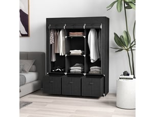 Armoire penderie pliable en tissu non tissé avec 3 tiroirs, 125 x 43 x 162,5 cm, noire