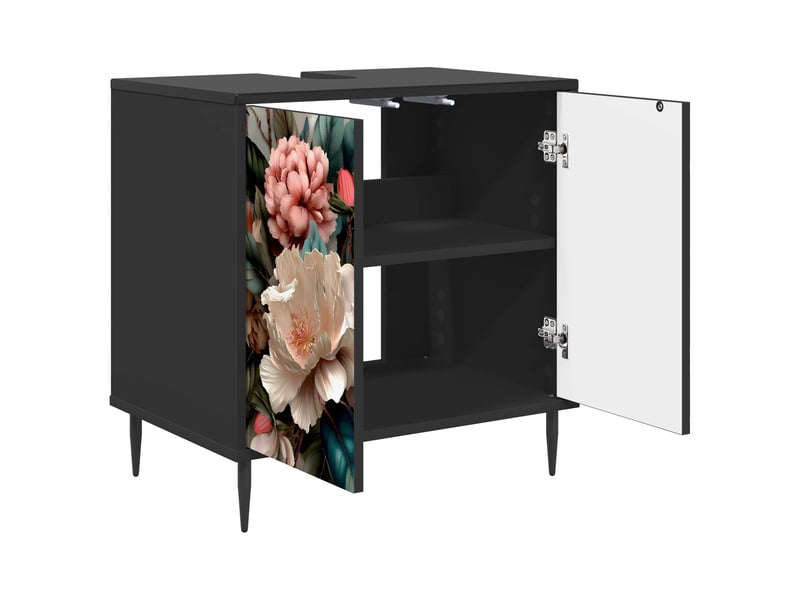  Armoire de salle de bain, meuble de rangement borne chêne noir 60x40x61 cm  - Conforama D
