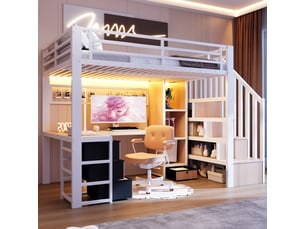 Lit mezzanine 90x200 cm <strong>HAUSS SPOLE</strong> <strong></strong> coloris blanc