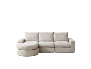 Canapé d'angle compressé réversible fixe <strong>BGSRYAO</strong> <strong></strong> 3 places Tissu Beige