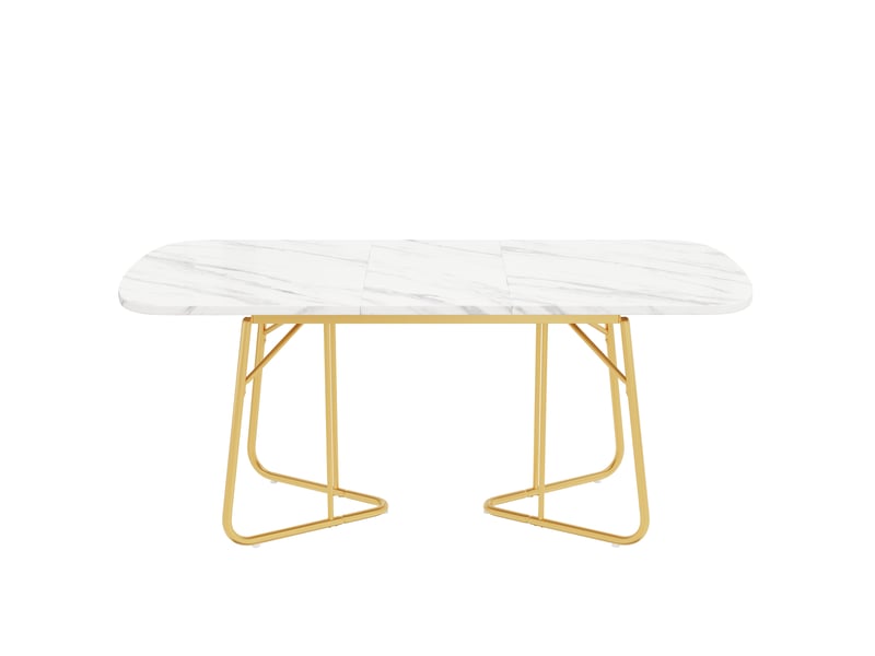  Table extensible effet marbre blanc, pieds dorés 140-180 x 80 cm Fay Lum - Conforama R
