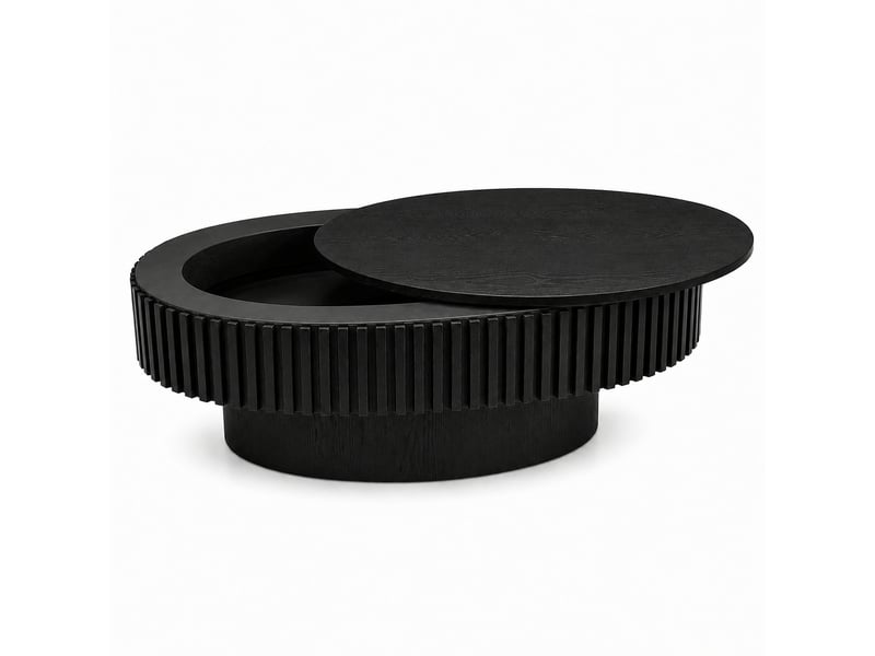 Table basse ovale 98x60 cm, noir, avec coffre Fay Lum - Conforama A