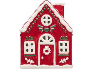 Décoration à poser maison rouge, H.13xL8,10 cm avec LED, MAISON NOEL ROUGE