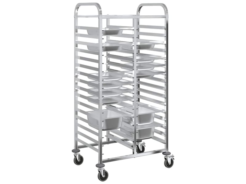 Desserte de cuisine, chariot à plateaux 32 bacs gn 75x55x162,5 cm acier inoxydable - Conforama D