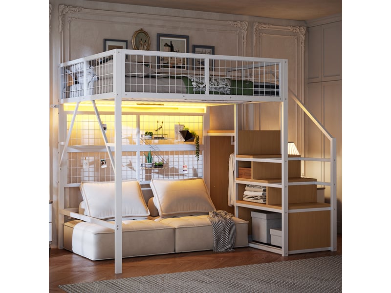  Lit superposé en métal blanc 255x145 cm  - Conforama E