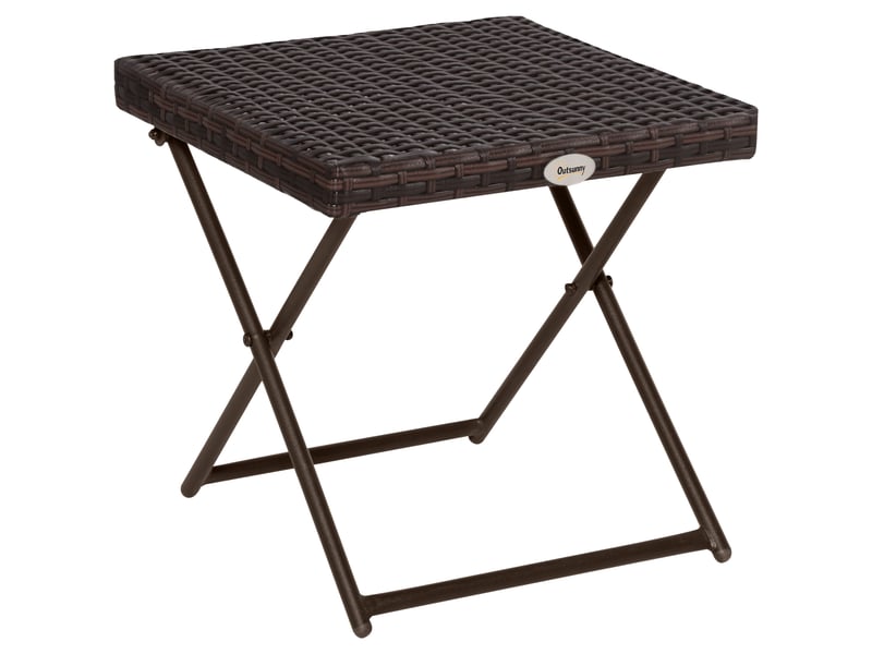  Table basse pliable de jardin résine tressée marron 40x40x40cm  - Conforama B