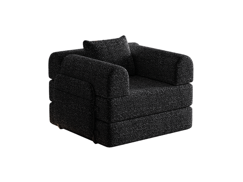  Canapé-lit 1 place 2 en 1 en chenille khaki avec rangement accoudoir et cadre métal  - Conforama E