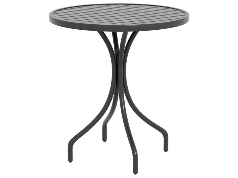 Table de bistrot ronde en acier galvanisé plateau à lattes noir ø 66 cm - Conforama B