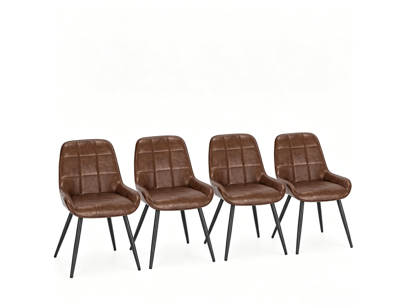 Lot de 4 chaises de salle à manger avec pieds réglables en similicuir marron - Conforama A