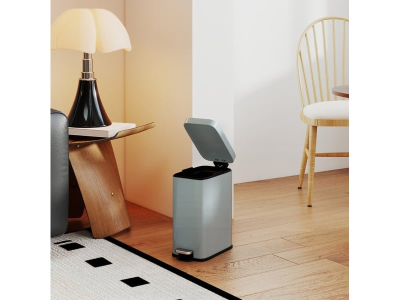  Poubelle à pédale 5 l 29,2 cm avec seau intérieur grise  - Conforama D