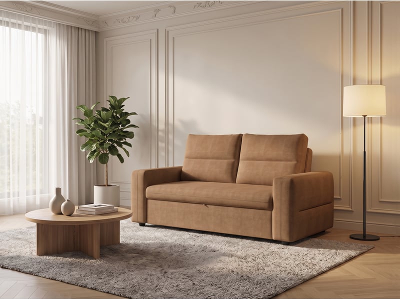 Canape droit convertible orange 2 places - Conforama Y