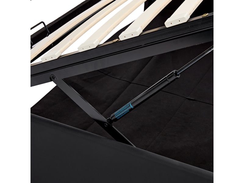  Lit coffre double 160x200cm, recharge sans fil et filaire, éclairage led, design moderne, sans matelas, pu, noir  - Conforama R