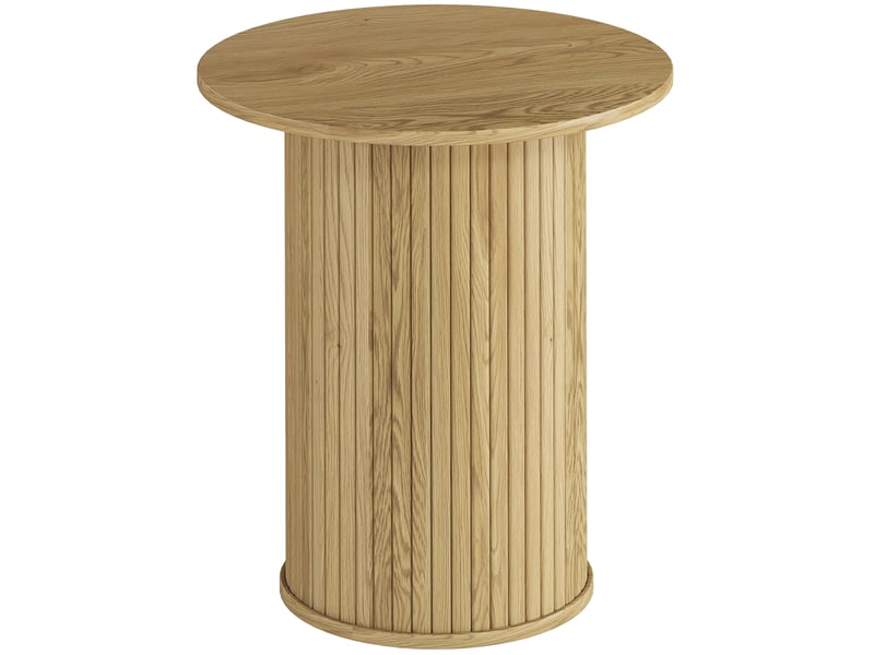  Table d'appoint ronde  48 cm, table basse avec pieds cannelés pour salon, chêne, chambre ou petit espace  - Conforama B