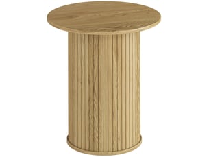 Table d'appoint ronde 48 cm, table basse avec pieds cannelés pour salon, chêne, chambre ou petit espace